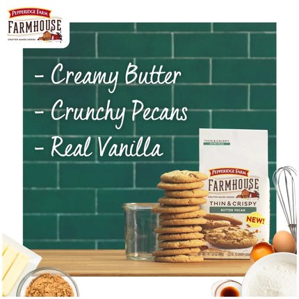 Pepperidge Farm Farmhouse Thin & Crispy Butter Pecan Cookies, 5.9 Oz Bag