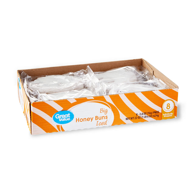 Great Value Big Iced Honey Buns, 22 Oz, 8 Count