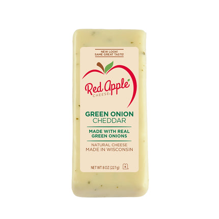 Red Apple Cheese Green Onion Cheddar Cheese, 8Oz, Bar, Refrigerated
