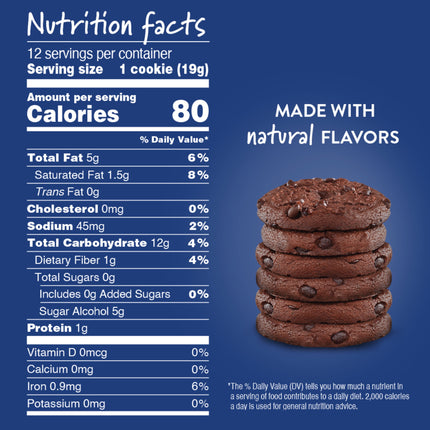 VOORTMAN Bakery Zero Sugar Fudge Brownie Chocolate Chip Cookies 8 Oz