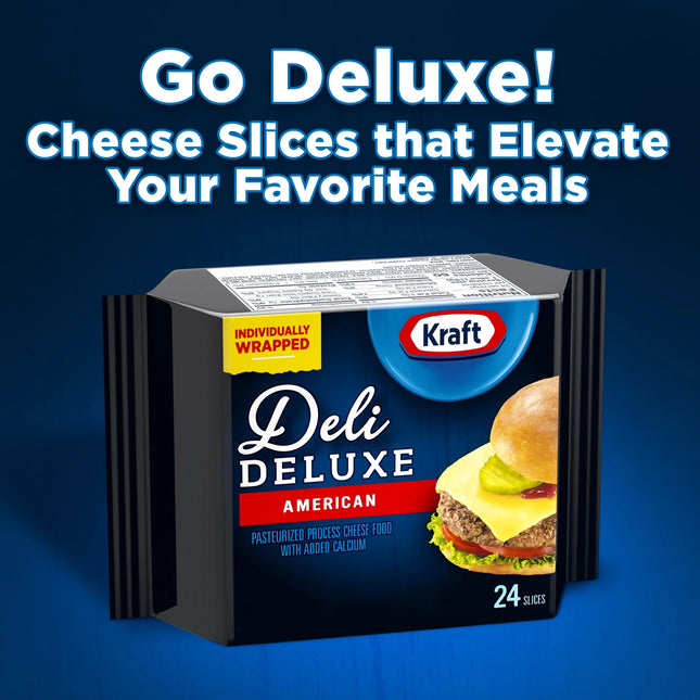 Kraft Deli Deluxe American Cheese Wrapped Slices, 24 Ct Pk, Refrigerated