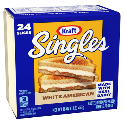 Kraft Singles White American Cheese Slices, 24 Ct Pk, Refrigerated