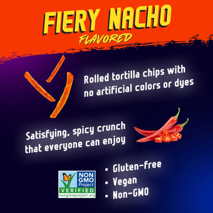 Zack'S Mighty Fiery Nacho Rolled Tortilla Chips, 7 Oz Film Bag, No Artificial Colors or Dye