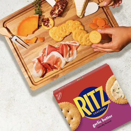 RITZ Garlic Butter Crackers, Snacks for Kids and Adults, Lunch Snacks, 13.7 Oz