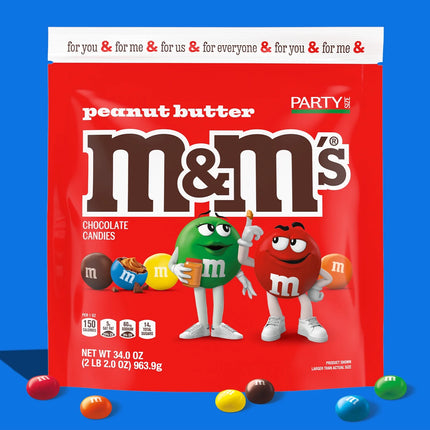 M&M'S Summer Peanut Butter Candy, Party Size - 38 Oz Resealable Bag