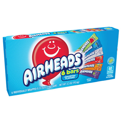 Airheads Chewy Candy Bars Theater Box, Assorted Flavors, 6 Count