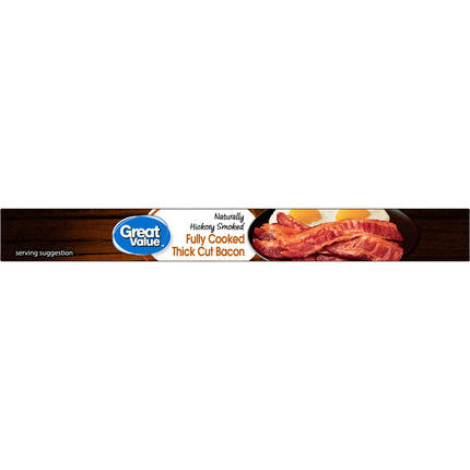 Great Value Hickory Smoked Fully Cooked Thick Cut Bacon, 2.1 Oz