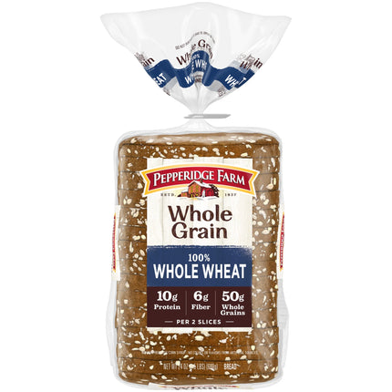 Pepperidge Farm Whole Grain 100% Whole Wheat Bread, 24 Oz Loaf