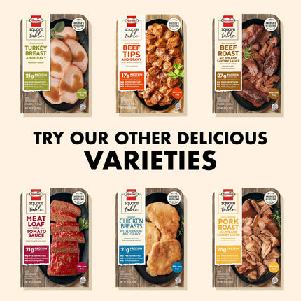 HORMEL SQUARE TABLE Slow Simmered Beef Tips and Gravy, Beef Shoulder Cuts, Refrigerated, 15 Oz Plastic Microwaveable Tray