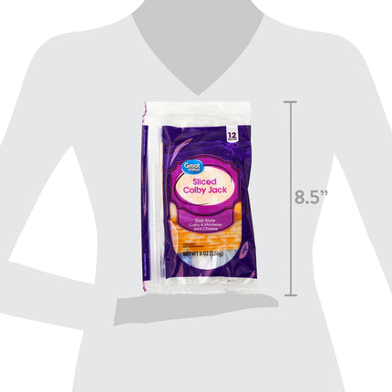 Great Value Colby Jack Deli Style Sliced Cheese, 8 Oz Package, 12 Slices