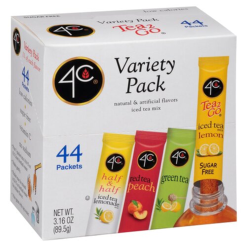 4C  Iced Tea Mix Variety Pack, 44 count, 3.16 oz Tea2Go