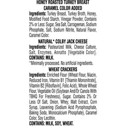Hillshire Farm Snack Pack, Honey Roasted Turkey Breast, Colby Jack Cheese, Wheat Crackers, 2.76 Oz