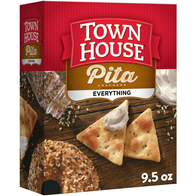 Town House Pita Crackers Everything Flavor Oven Baked Crackers, Party Snacks, 9.5 Oz