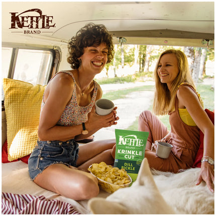 Kettle Brand Potato Chips, Krinkle Cut, Dill Pickle Kettle Chips, 7.5 Oz