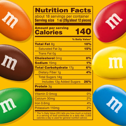 M&M'S Peanut Milk Chocolate Candy, Family Size - 18.08 Oz Bulk Bag
