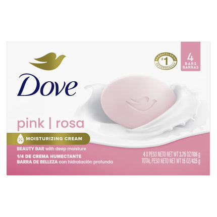 Dove Beauty Bar Women'S Bath Soap Gentle Pink Rosa Moisturizing All Skin, 3.75 Oz 4 Bars
