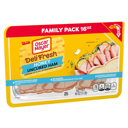 Oscar Mayer Deli Fresh Honey Uncured Sliced Ham Deli Lunch Meat Family Size, 16 Oz Package