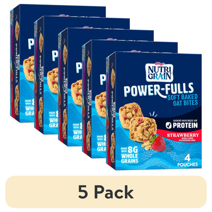 Kellogg'S Nutri-Grain Power-Fulls Chocolate Chip Chewy Soft Baked Oat Bites, Protein Snacks, 5.6 Oz, 4 Count