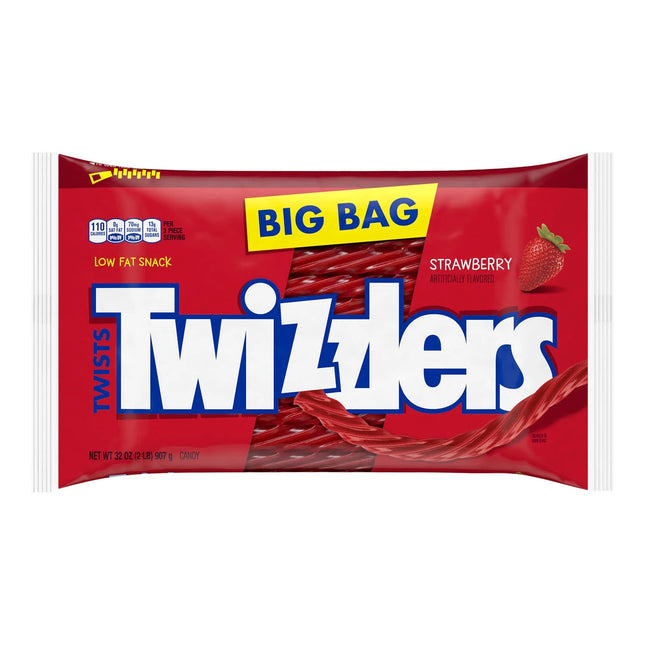 Twizzlers Twists Strawberry Flavored Licorice Style Chewy Candy, Big Bag 32 Oz