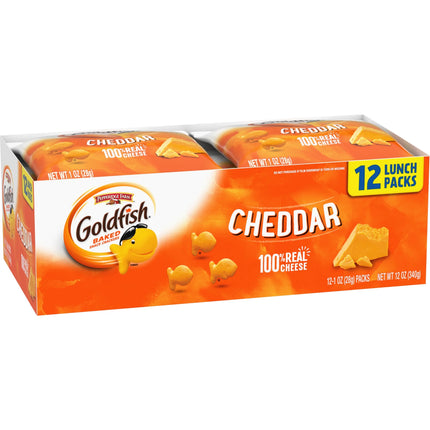 Goldfish Cheddar Cheese Crackers, Snack Packs, 1 Oz, 12 Count Multi-Pack Tray