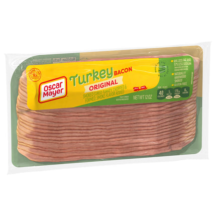 Oscar Mayer Gluten Free Turkey Bacon with 58% Less Fat & 57% Less Sodium, 12 Oz Pack, 21-23 Slices, Refrigerated