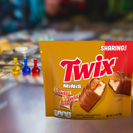 Twix Minis Caramel and Milk Chocolate Candy Bars, Sharing Size - 9.7 Oz Resealable Bag