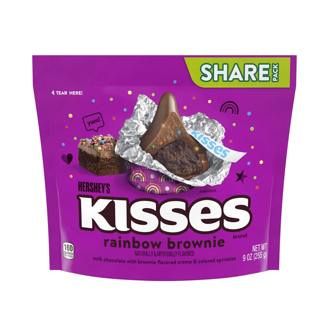 Hershey'S Kisses Rainbow Brownie Flavored Candy, Share Pack 9 Oz