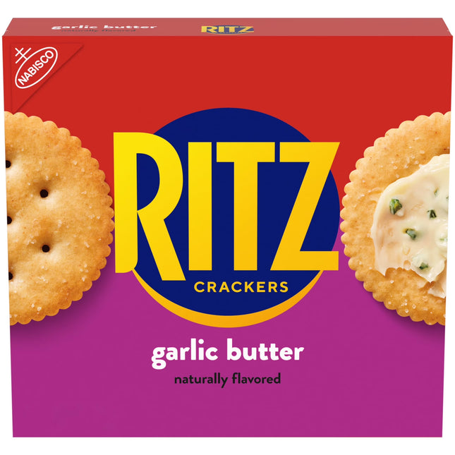 RITZ Garlic Butter Crackers, Snacks for Kids and Adults, Lunch Snacks, 13.7 Oz