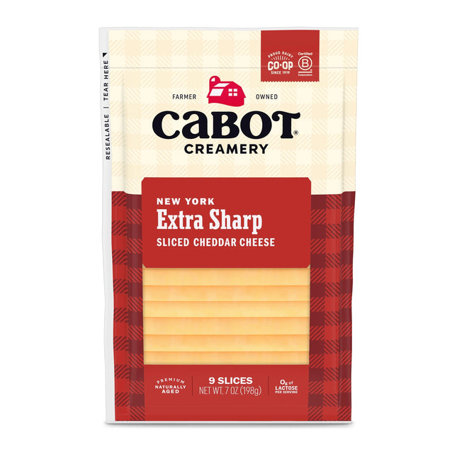 Cabot Creamery New York Extra Sharp Yellow Cheese Slices 7 Oz (Refrigerated)