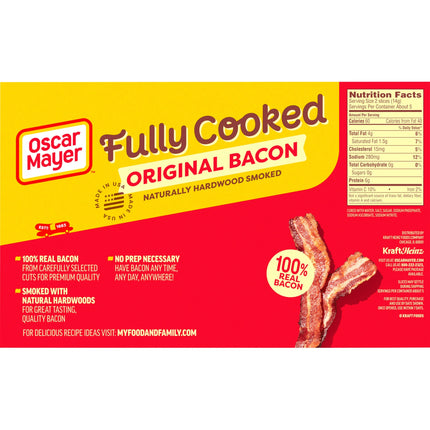 Oscar Mayer Fully Cooked Original Bacon, 2.52 Oz Box
