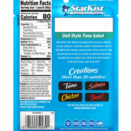 Starkist Tuna Creations, Deli Style Tuna Salad, 3 Oz Pouch