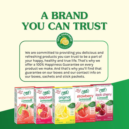 True Lemon Strawberry Lemonade Drink Mix Powder, No Artificial Sweeteners, 1.06 Oz., 10 Count Box