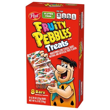 Post Fruity Pebbles Treats, Marshmallow Cereal Bars, 6.2Oz, 8 Count, Cardboard Box