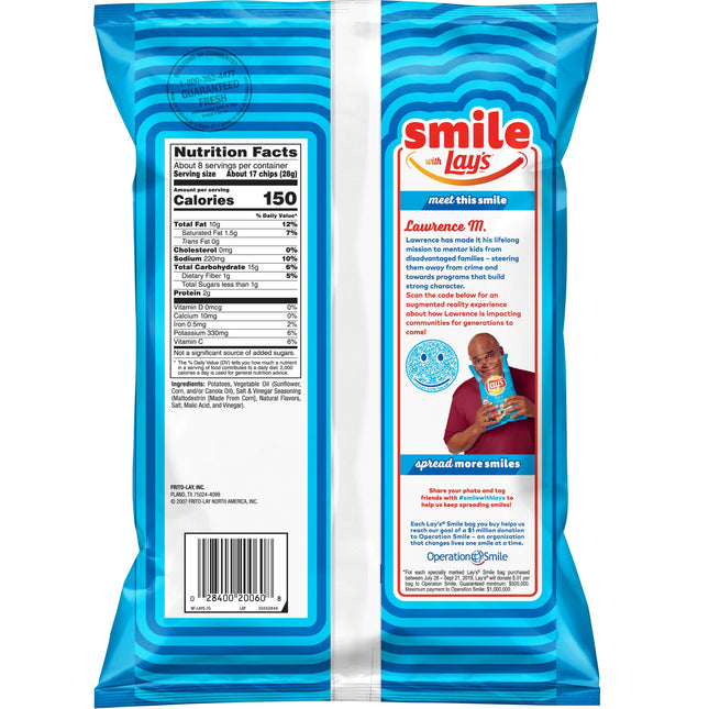 Lay'S Potato Chips Salt & Vinegar Snack Chips, 7.75 Ounce Bag