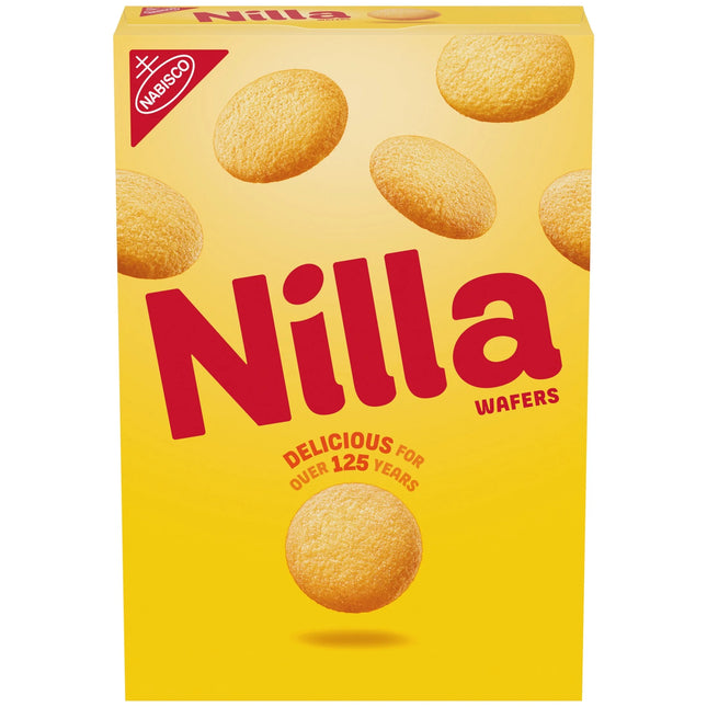 NILLA Wafers Cookies, Crunchy Vanilla Wafers, Baked, 11 Oz Shelf Stable Plastic Cardboard Box