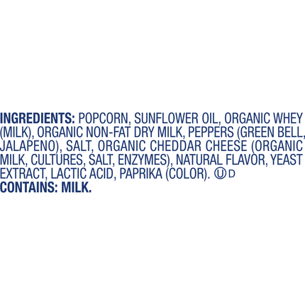 Skinnypop Gluten Free Cheddar Jalapeno, 4.4 Oz Sharing Size Bag, Skinny Pop, Healthy Popcorn Snacks