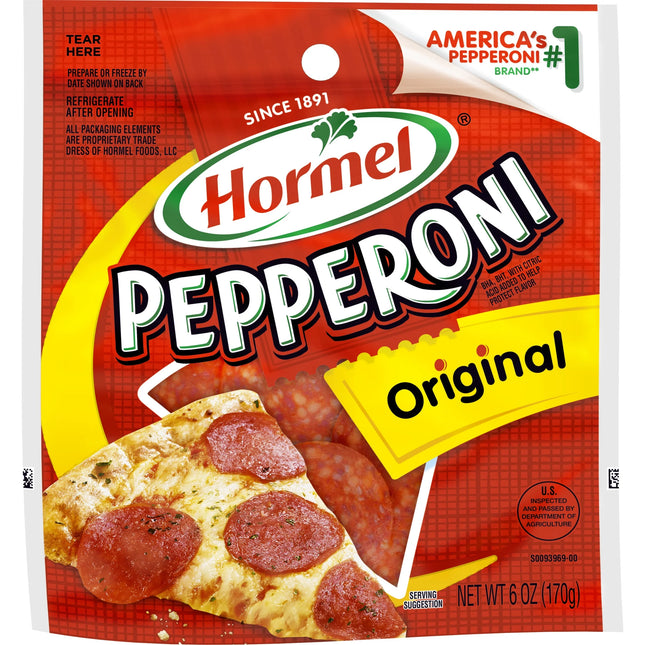 HORMEL, Pepperoni, Pizza Topping, Gluten Free, Original, 6 Oz Bag​