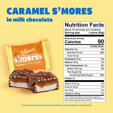 Whitman'S S'Mores Caramel Milk Chocolate Candy, Bag 7.3. Oz (10 Pieces)