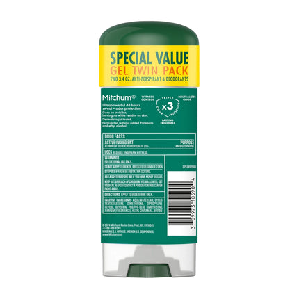 Mitchum Men’S Triple Odor Protection Antiperspirant & Deodorant Gel, Unscented, 2 Pack