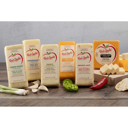 Red Apple Cheese Green Onion Cheddar Cheese, 8Oz, Bar, Refrigerated