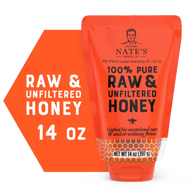 Nature Nate'S Honey: 100% Pure, Raw, and Unfiltered Honey Pouch - 14 Fl Oz Gluten-Free Honey