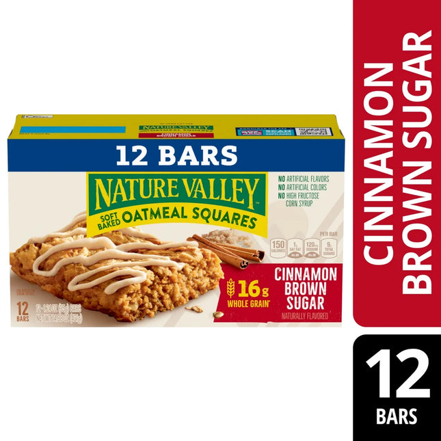 Nature Valley Soft Baked Oatmeal Squares, Cinnamon Brown Sugar, 12 Bars, 14.88 Oz