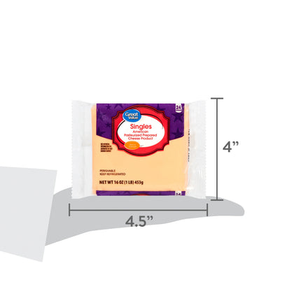 Great Value Individually Plastic Wrapped Singles American Cheese Product, 16 Oz Package, 24 Slices