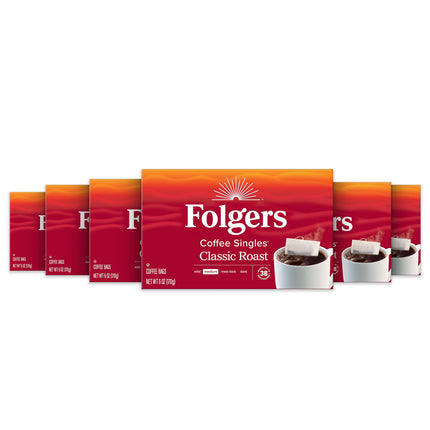 Folgers Coffee Singles Classic Roast Coffee Bags, 38 Count