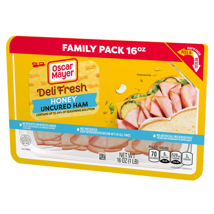 Oscar Mayer Deli Fresh Honey Uncured Sliced Ham Deli Lunch Meat Family Size, 16 Oz Package