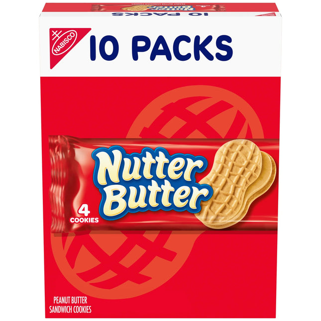 NUTTER BUTTER Peanut Butter Sandwich Cookies, 10 Snack Packs (4 Cookies per Pack)