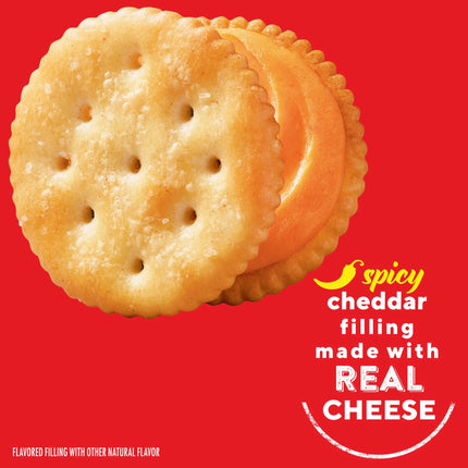 RITZ Spicy Cheddar Cheese Sandwich Crackers, Lunch Snacks, 8 Snack Packs (6 Crackers per Pack)