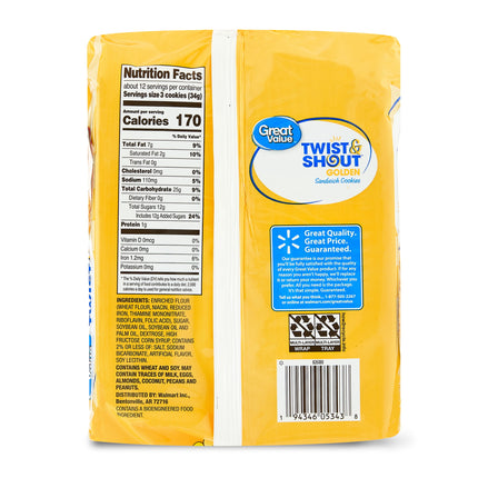 Great Value Twist & Shout Golden Sandwich Cookies, 14.3Oz