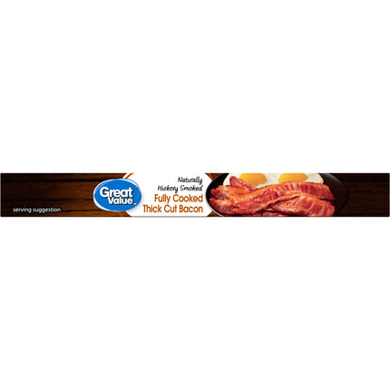 Great Value Hickory Smoked Fully Cooked Thick Cut Bacon, 2.1 Oz