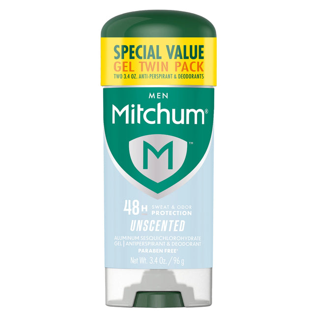 Mitchum Men’S Triple Odor Protection Antiperspirant & Deodorant Gel, Unscented, 2 Pack